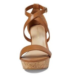 LIKE NEW — Tommy Hilfiger MISSA Leather Tan Platform Wedge Size 10